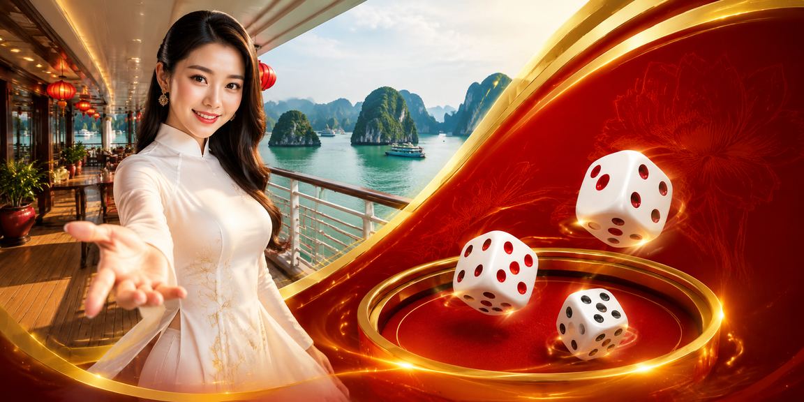 Cảnh Hạ Long với xúc xắc tài xỉu minh họa trải nghiệm giải trí Việt tại 902